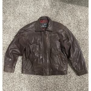U2 Wear Me Out Brown Tan Leather Bomber Size 44 Flight Jacket Distressed Vtg